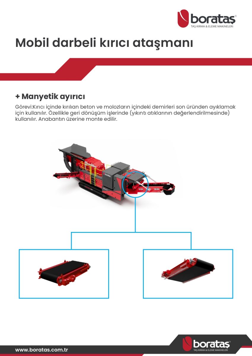 Mobil darbeli kırıcı ataşmanı: Manyetik ayırıcı